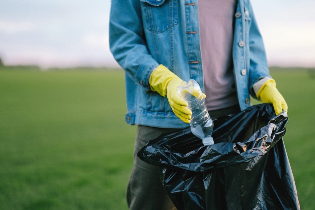 Picking up trash