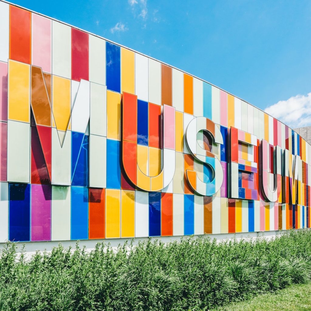 Museum in colorful block letters